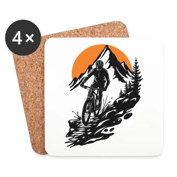 Aventure en VTT dans la nature - Dessous de verre (lot de 4) - blanc - Devant