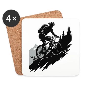 Aventure en VTT dans la nature - Dessous de verre (lot de 4) - blanc - Devant