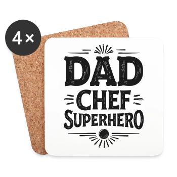 Dad Chef Superhero – Papa Koch Superheld - Untersetzer (4er-Set) - Weiß - Vorne
