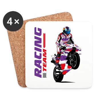 Motorradrennen - Superbike - Untersetzer (4er-Set) - Weiß - Vorne