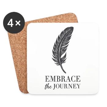 Feather Saying Quote Embrace the Journey - Coasters (set of 4) - white - Front
