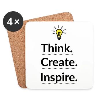 Think Create Inspire Glühbirne - Untersetzer (4er-Set) - Weiß - Vorne