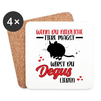 Degu ist niedlich Gewöhnlicher Degu - Untersetzer (4er-Set) - Weiß - Vorne