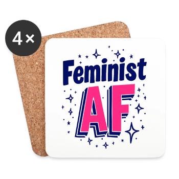 Feminist AF Statement Spruch Sprüche - Untersetzer (4er-Set) - Weiß - Vorne