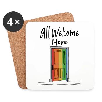 All Welcome Here Rainbow Welcome - Coasters (set of 4) - white - Front