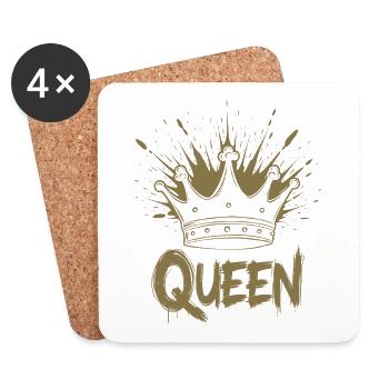 Queen Krone Splash - Untersetzer (4er-Set) - Weiß - Vorne