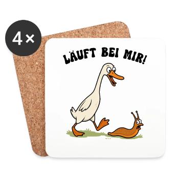 Running Duck Snail Hunter Funny Duck - Coasters (set of 4) - white - Front