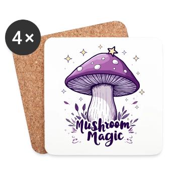 Mushroom Magic - Mystischer Pilz - Untersetzer (4er-Set) - Weiß - Vorne