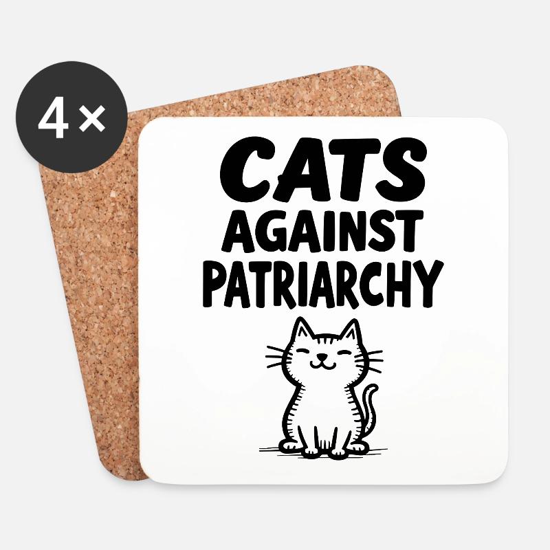 Cats Against Patriarchy Statement - Untersetzer (4er-Set) - Weiß