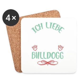 Bulldog Love avec des ailes - Dessous de verre (lot de 4) - blanc - Devant