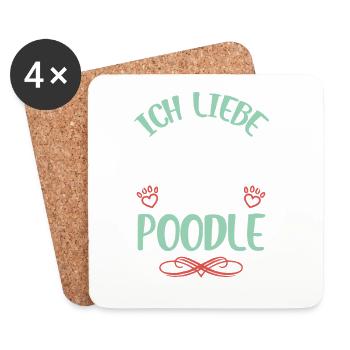J’adore mon caniche - Dessous de verre (lot de 4) - blanc - Devant