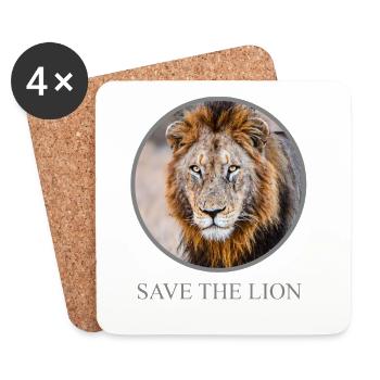 Portrait du Lion – Campagne Sauver le Lion - Dessous de verre (lot de 4) - blanc - Devant