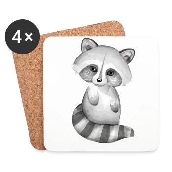 Cute baby raccoon - Coasters (set of 4) - white - Front