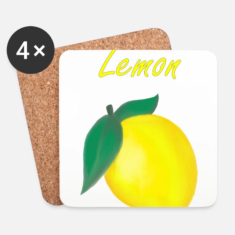 Lemon - Zitrone - Untersetzer (4er-Set) - Weiß