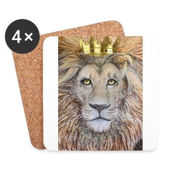 Der König. Löwe mit Krone - Untersetzer (4er-Set) - Weiß - Vorne