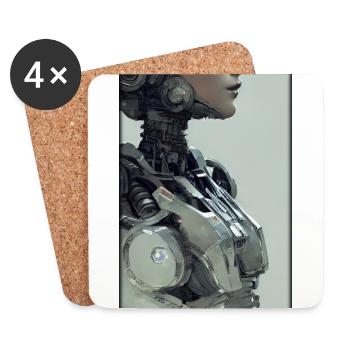 Roboter Frau Cyborg Zukunft Maschine - Untersetzer (4er-Set) - Weiß - Vorne