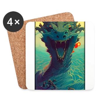 Dragon Water Monster Lac de mer - Dessous de verre (lot de 4) - blanc - Devant