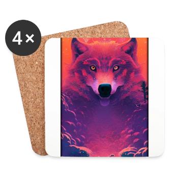 Wolf Tiermotiv Natur Wild Wolken Mystisch - Untersetzer (4er-Set) - Weiß - Vorne