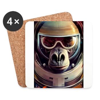 Affe Tier Astronaut Weltraum Raumfahrt Universum 3 - Untersetzer (4er-Set) - Weiß - Vorne