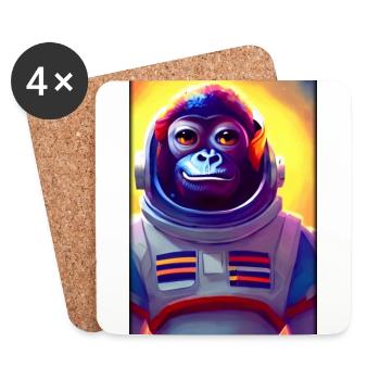 Monkey Animal Astronaute Espace Univers 5 - Dessous de verre (lot de 4) - blanc - Devant