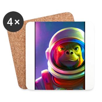 Singe Animal Astronaute Espace Univers 6 - Dessous de verre (lot de 4) - blanc - Devant