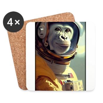 Monkey Animal Astronaut Space Space Universe 1 - Coasters (set of 4) - white - Front