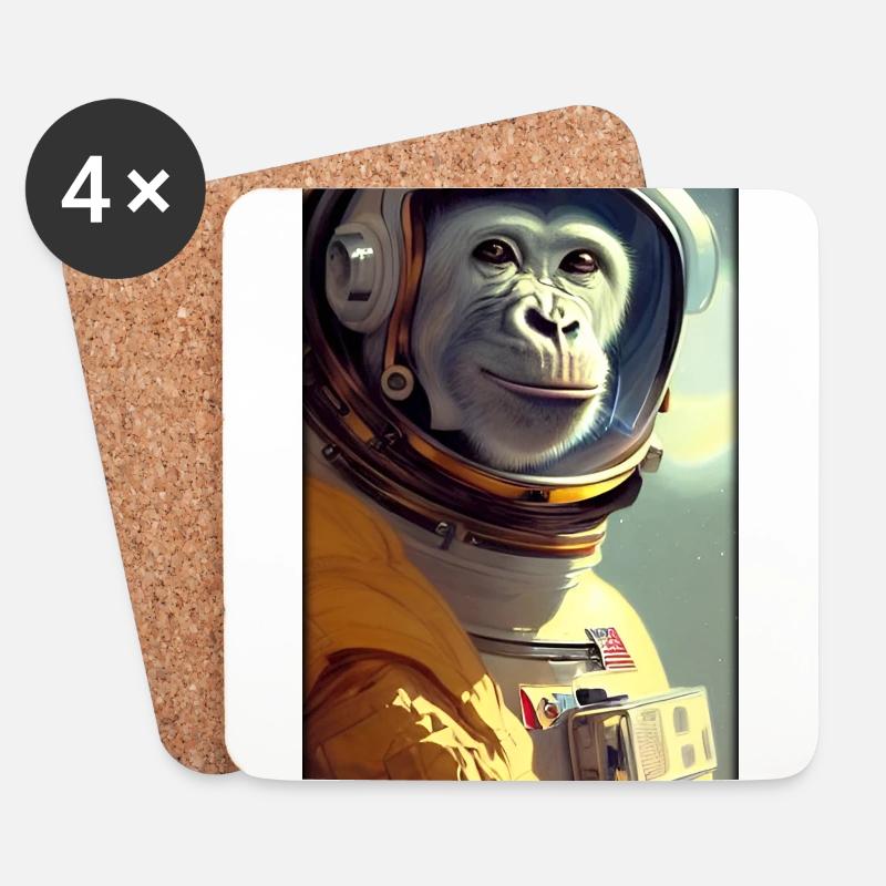 Affe Tier Astronaut Weltraum Raumfahrt Universum 1 - Untersetzer (4er-Set) - Weiß