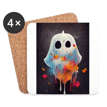 Cute Little Ghost Paint Splatter - Coasters (set of 4) - white - Front