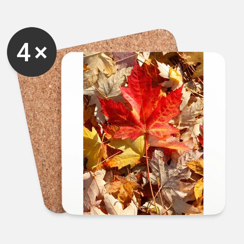 Herbstlaub - Untersetzer (4er-Set) - Weiß