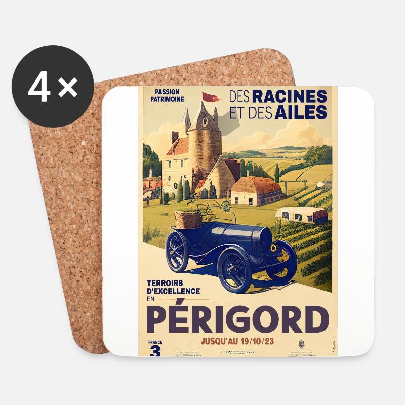 A la découverte des joyaux cachés du Périgord - Dessous de verre (lot de 4) - blanc