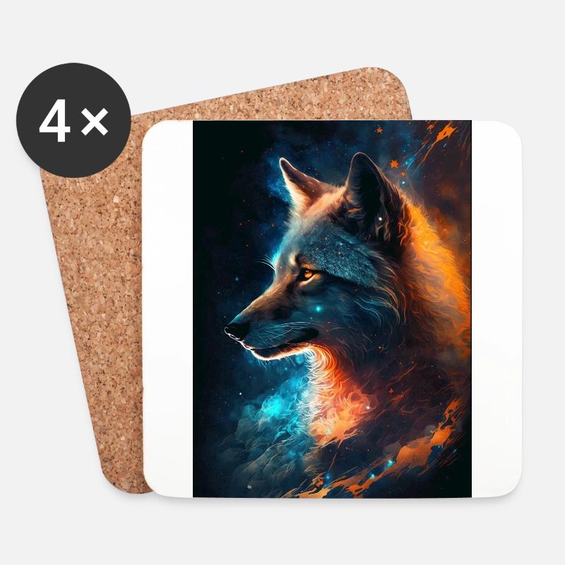 Space Wolf Phone Poster Edition - Untersetzer (4er-Set) - Weiß