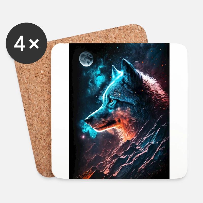Space Wolf Phone Poster Edition V2 - Coasters (set of 4) - white