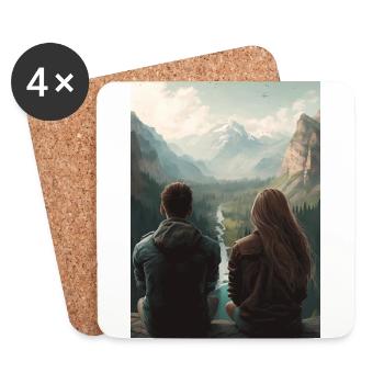 Un couple sur une falaise Phone Poster Edition - Dessous de verre (lot de 4) - blanc - Devant