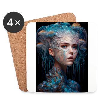 Lady Jellyfish 1 - Untersetzer (4er-Set) - Weiß - Vorne
