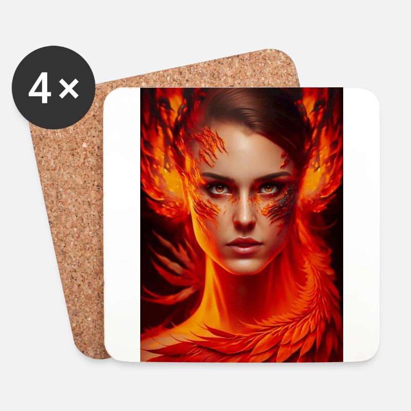 Lady Phoenix 1 - Coasters (set of 4) - white