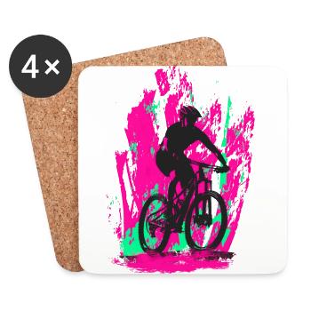 Mountainbike biker Downhill - Untersetzer (4er-Set) - Weiß - Vorne