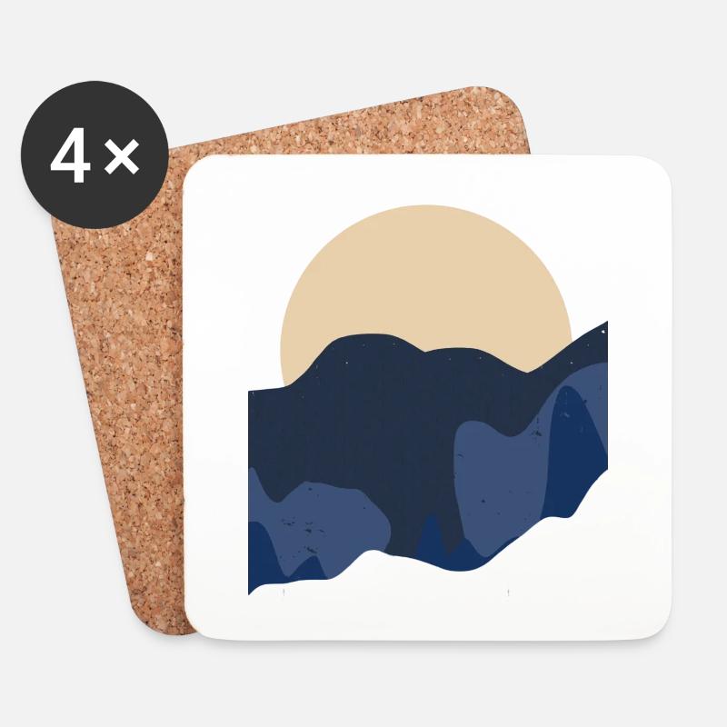 sonne und Blaue Berge Boho stiel - Untersetzer (4er-Set) - Weiß