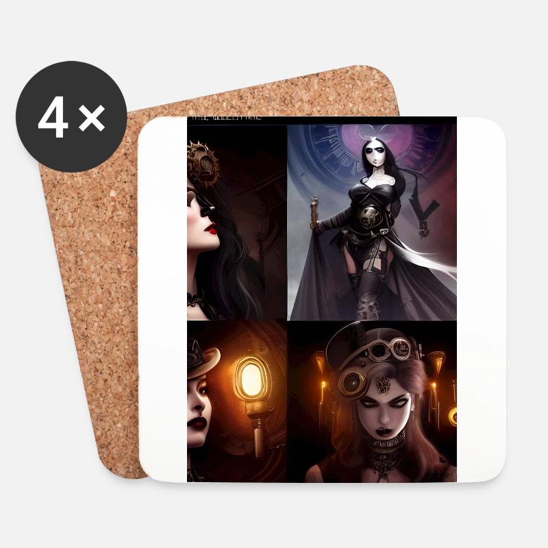 Steampunk - Dessous de verre (lot de 4) - blanc