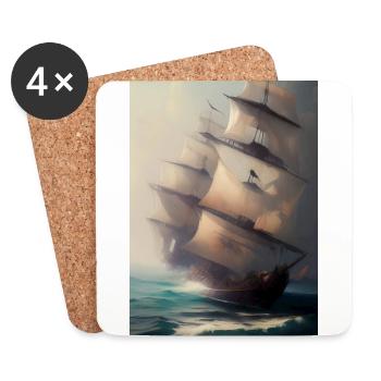 Sailing Ship Painting - Coasters (set of 4) - white - Front