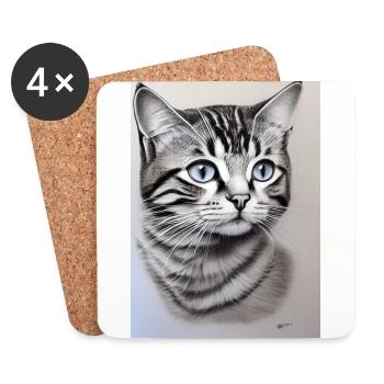 Cat - Coasters (set of 4) - white - Front