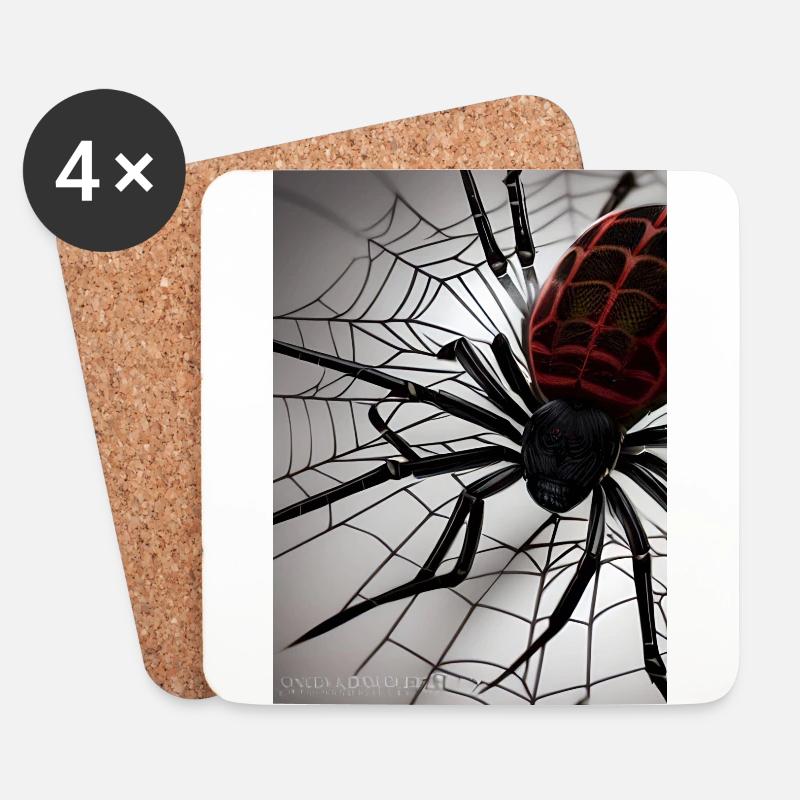 Spinne - Untersetzer (4er-Set) - Weiß