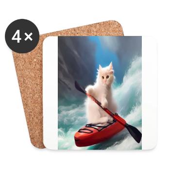 Chat - Dessous de verre (lot de 4) - blanc - Devant