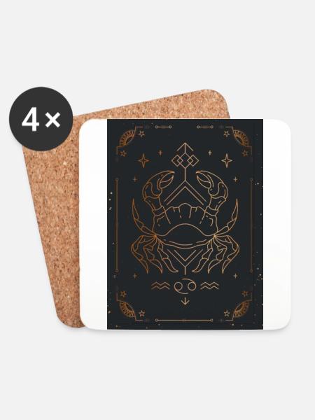 Cancer Sign: Zodiac Constellation - Coasters (set of 4) - white