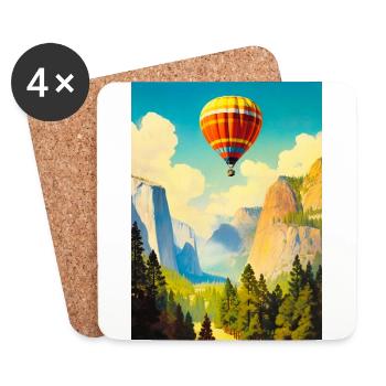 Yosemite Affiche de voyage - Dessous de verre (lot de 4) - blanc - Devant