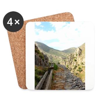 Mountain Mountains Mountain Landscape Poster - Coasters (set of 4) - white - Front