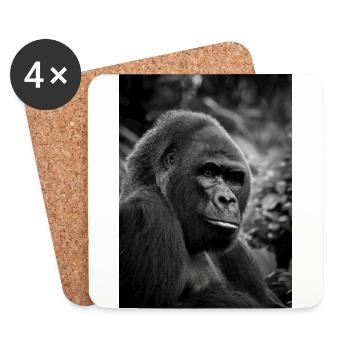 Gorilla Schwarz-Weiß-Porträt - Tierfoto - Untersetzer (4er-Set) - Weiß - Vorne