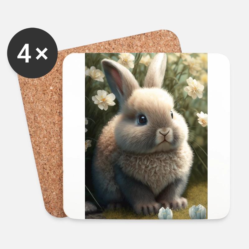 Hase - Untersetzer (4er-Set) - Weiß