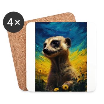 Suricate - Dessous de verre (lot de 4) - blanc - Devant
