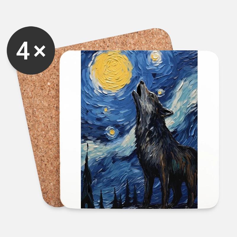Wolf - Untersetzer (4er-Set) - Weiß
