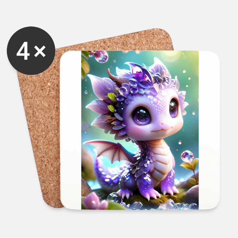 Drache violett - Untersetzer (4er-Set) - Weiß